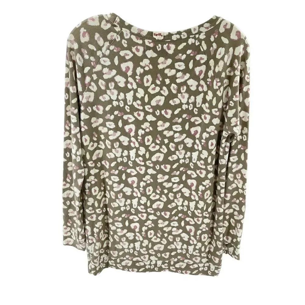 Tigerlily stretch cotton modal leopard print animal tunic mini dress sweatshirt